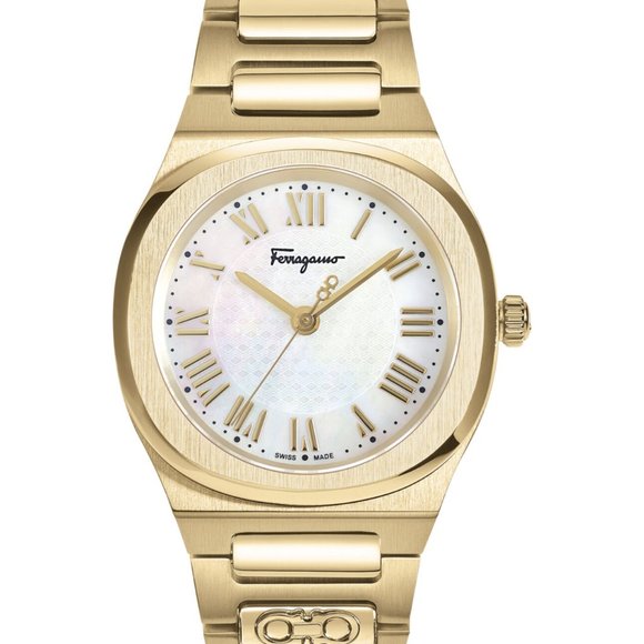 Ferragamo Womens Ferragamo Gold Bracelet Watch